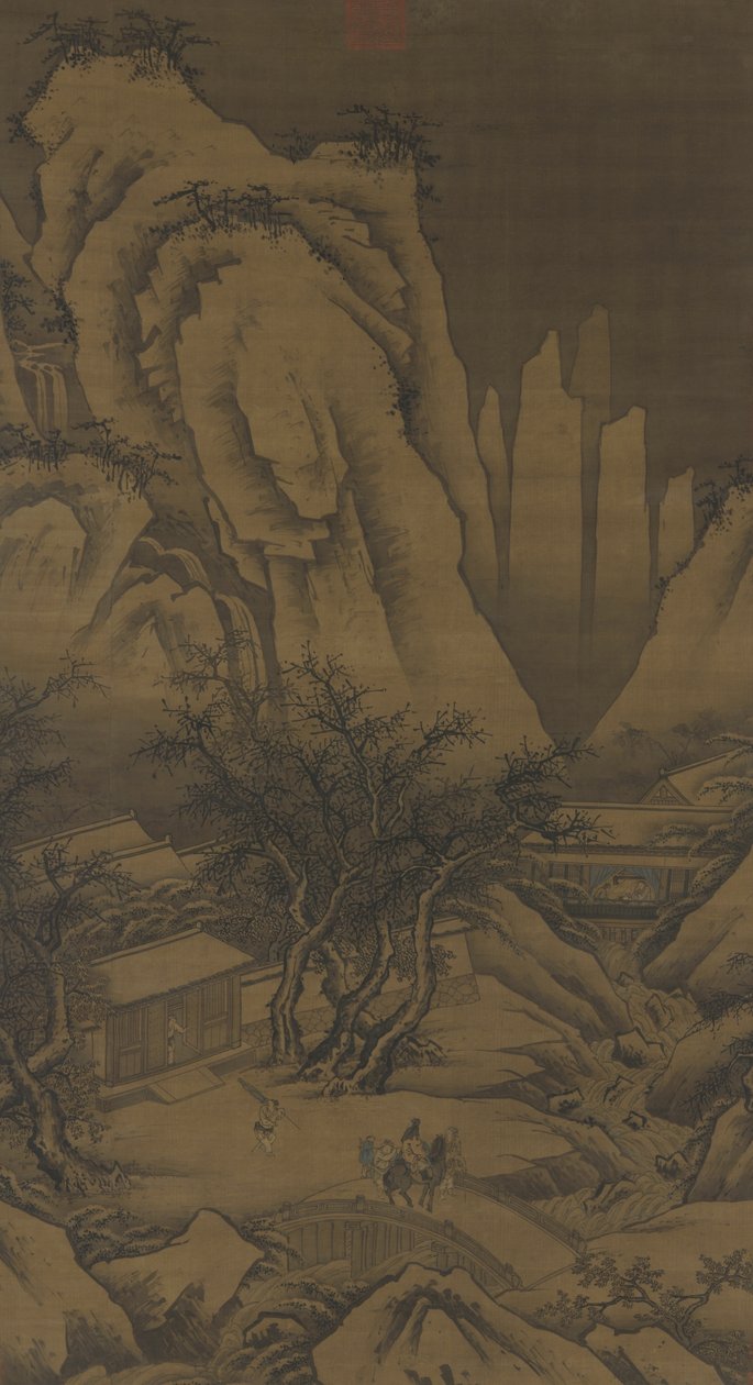 Ulkoilu lumisena päivänä, n. 1500 tekijältä Ming Dynasty Chinese School