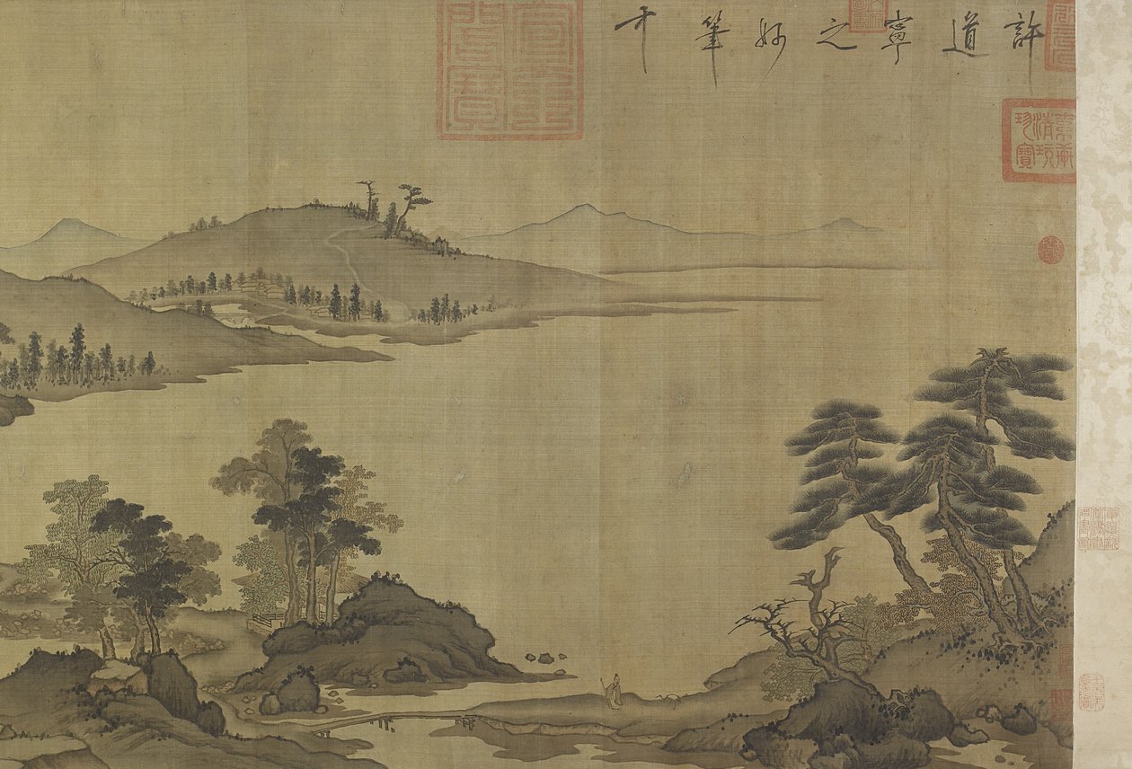 Syksyinen joki sateessa ja pilvissä tekijältä Ming Dynasty Chinese School