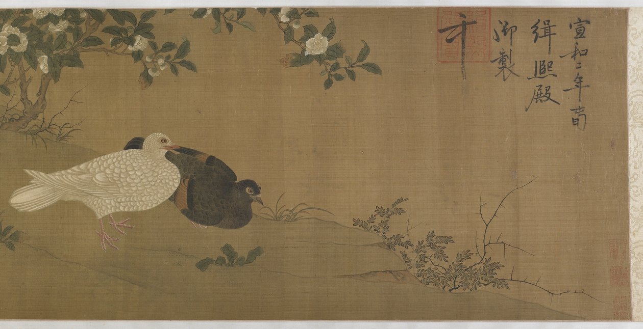 Kamelioita, kyyhkysiä ja laululintuja tekijältä Ming Dynasty Chinese School