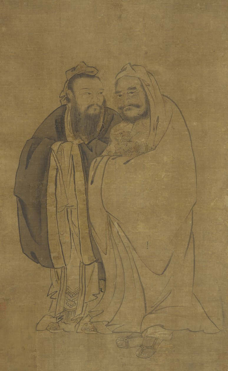 Kungfutse ja Buddha kehtomassa Qiliniä tekijältä Ming Dynasty Chinese School