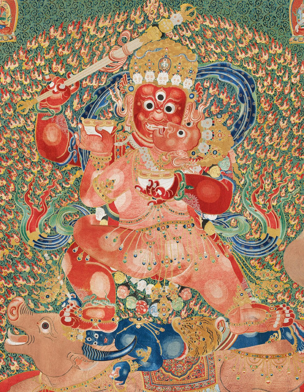 Yksityiskohta keisarillisesta kirjaillusta silkki-tangasta tekijältä Ming Dynasty Chinese School
