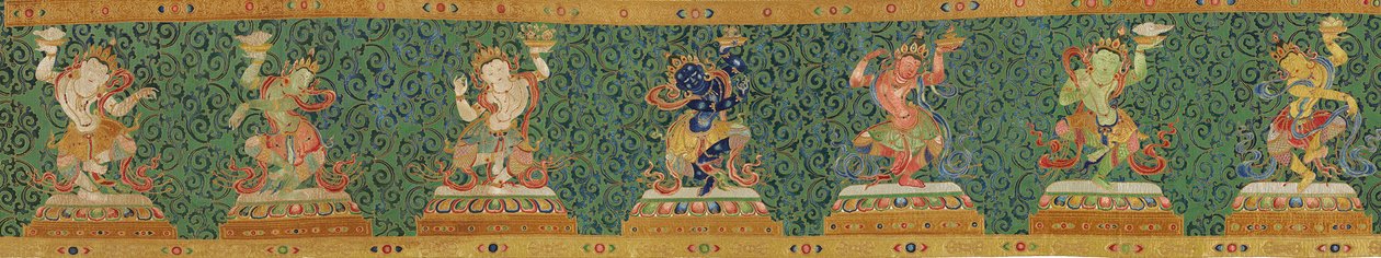 Yksityiskohta keisarillisesta kirjaillusta silkki-tangasta tekijältä Ming Dynasty Chinese School