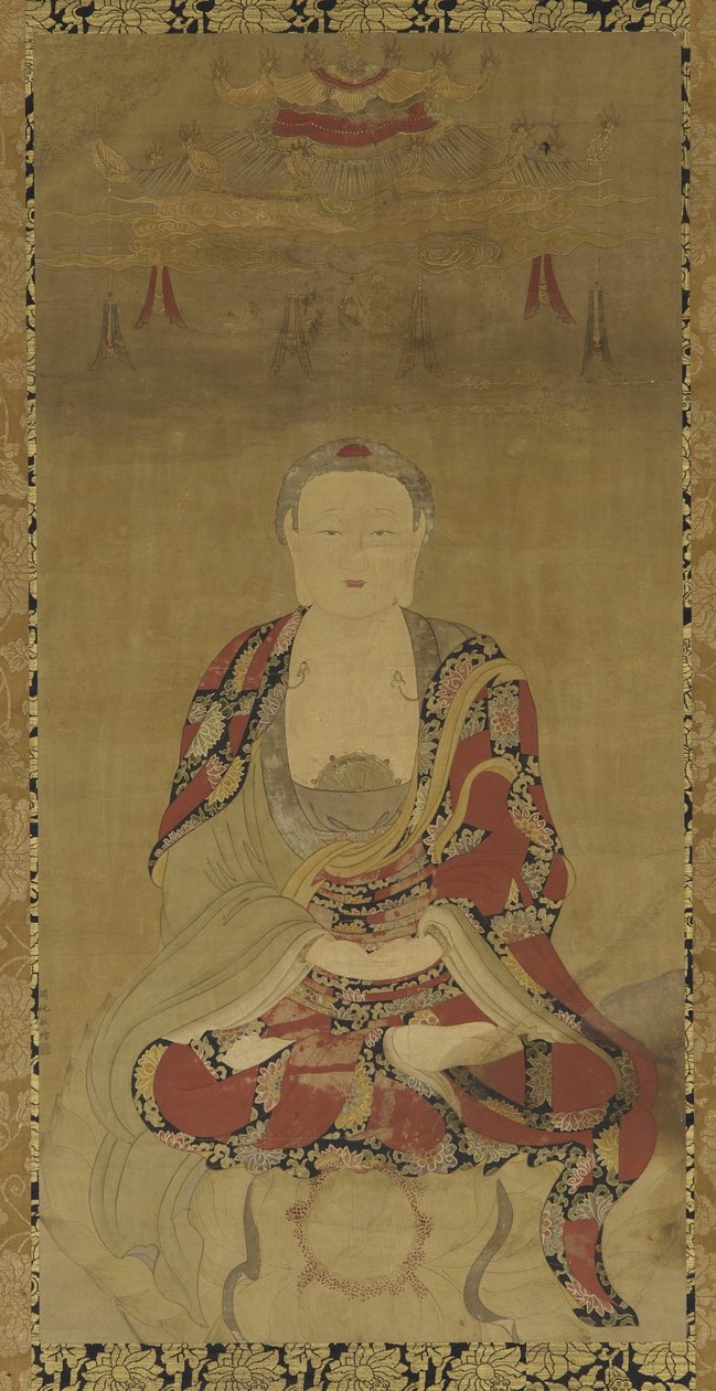 Dhyani Buddha (muste ja väri paperille) tekijältä Ming Dynasty Chinese School