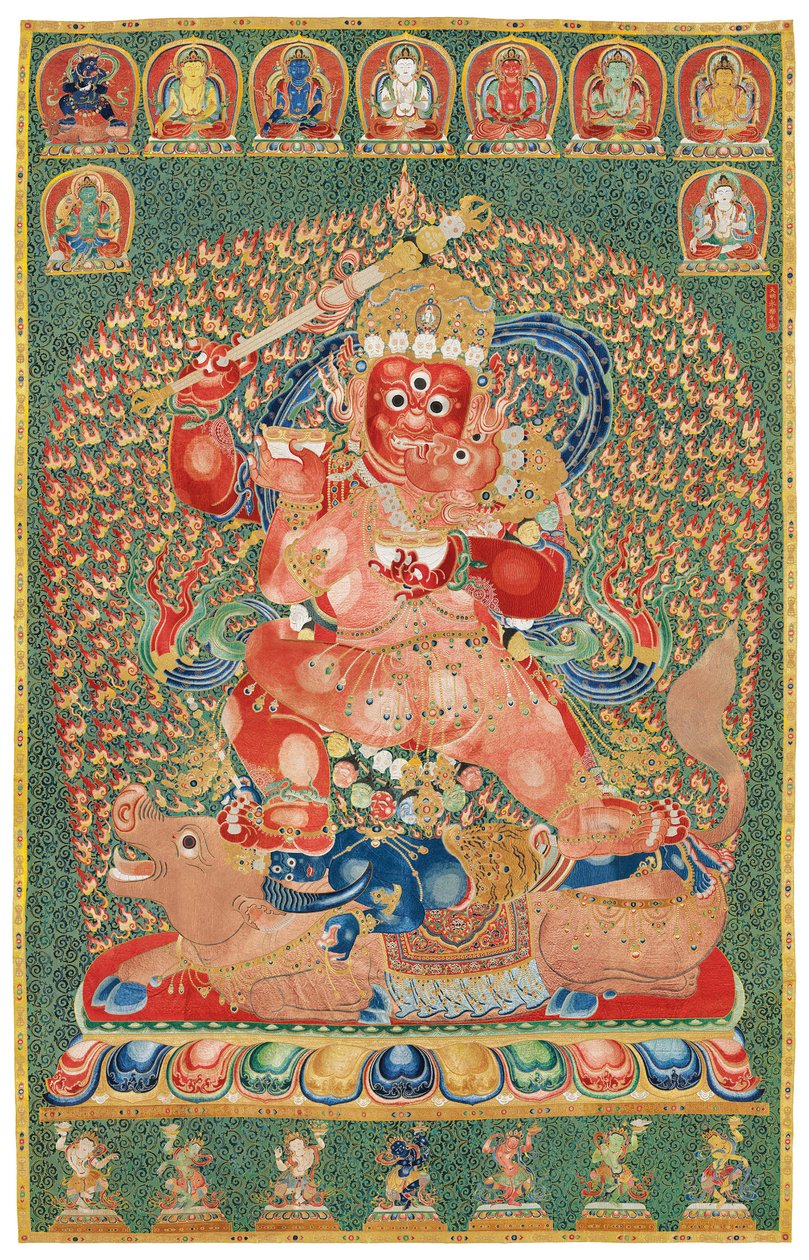 Keisarillinen kirjailtu silkki Thangka tekijältä Ming Dynasty Chinese School