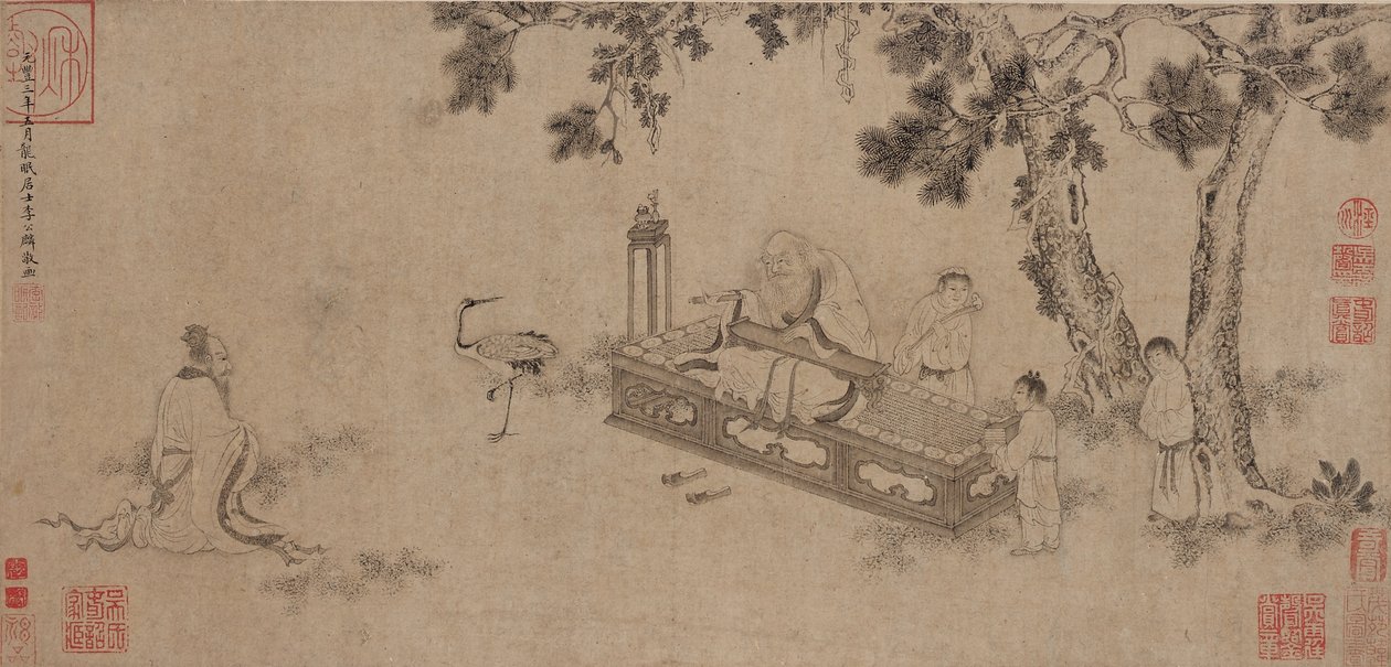 Laozi toimittaa Daodejingiä (muste paperille) tekijältä Ming Dynasty Chinese School