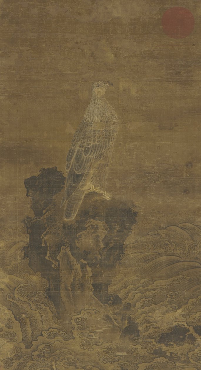Peregrine on a Rock mid Waves, noin 1500 tekijältä Ming Dynasty Chinese School