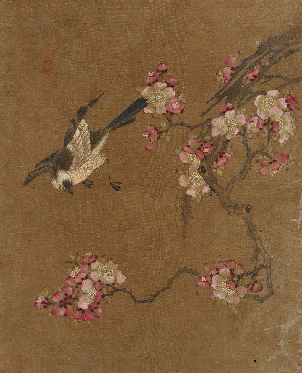 Kymmenen kuvaa linnuista ja kukista (väri silkillä) tekijältä Ming Dynasty Chinese School