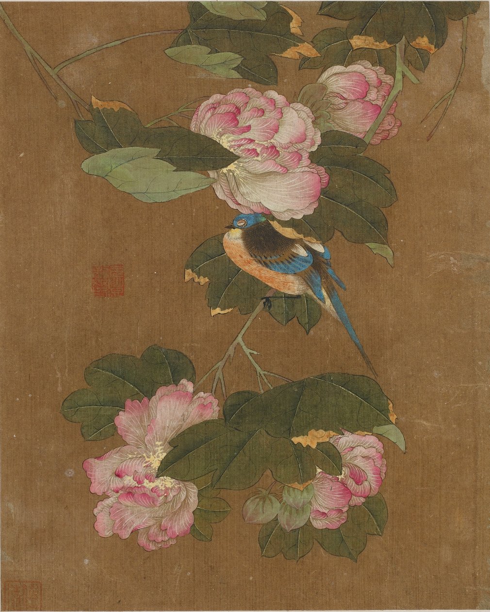 Kymmenen kuvaa linnuista ja kukista (väri silkillä) tekijältä Ming Dynasty Chinese School