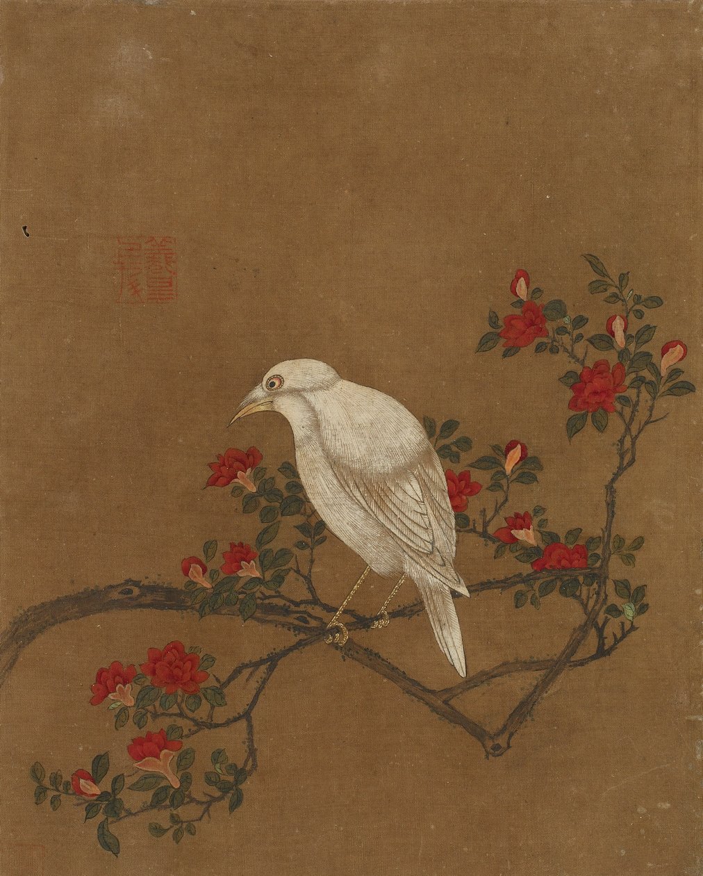 Kymmenen kuvaa linnuista ja kukista (väri silkillä) tekijältä Ming Dynasty Chinese School