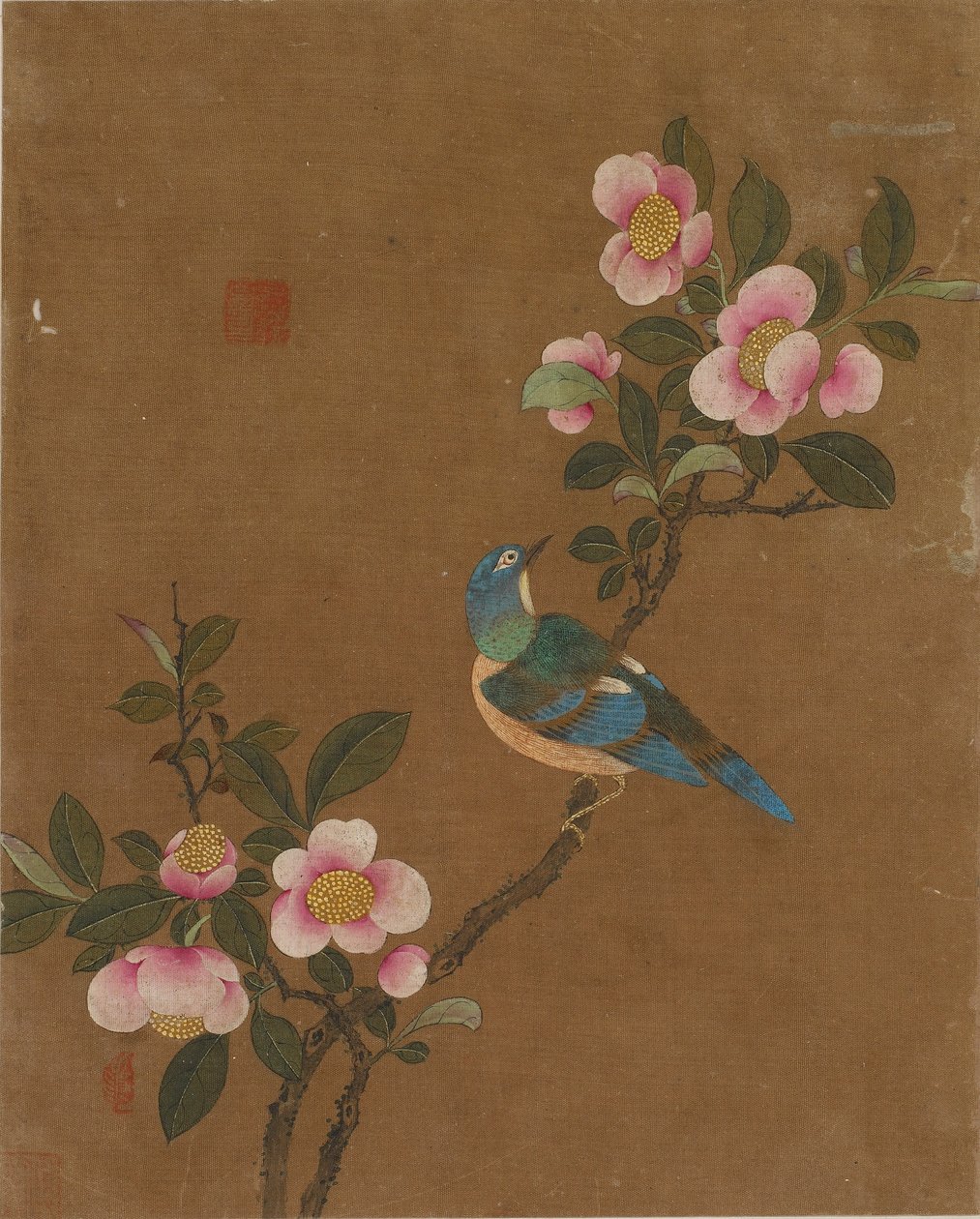 Kymmenen kuvaa linnuista ja kukista (väri silkillä) tekijältä Ming Dynasty Chinese School