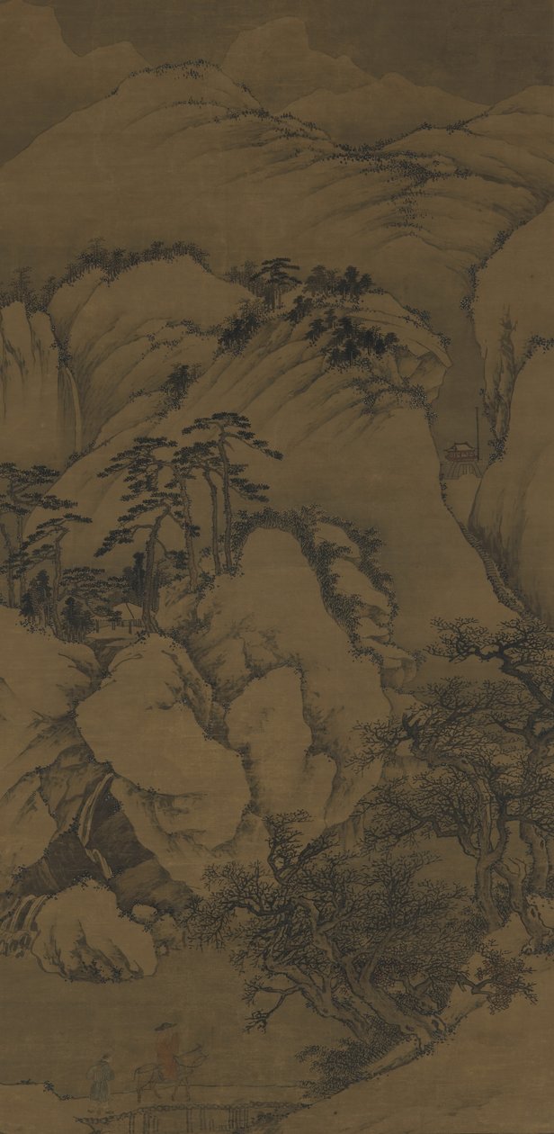 Tuuli ja lumi Ba-sillalla, 1400-1500-luku tekijältä Ming Dynasty Chinese School