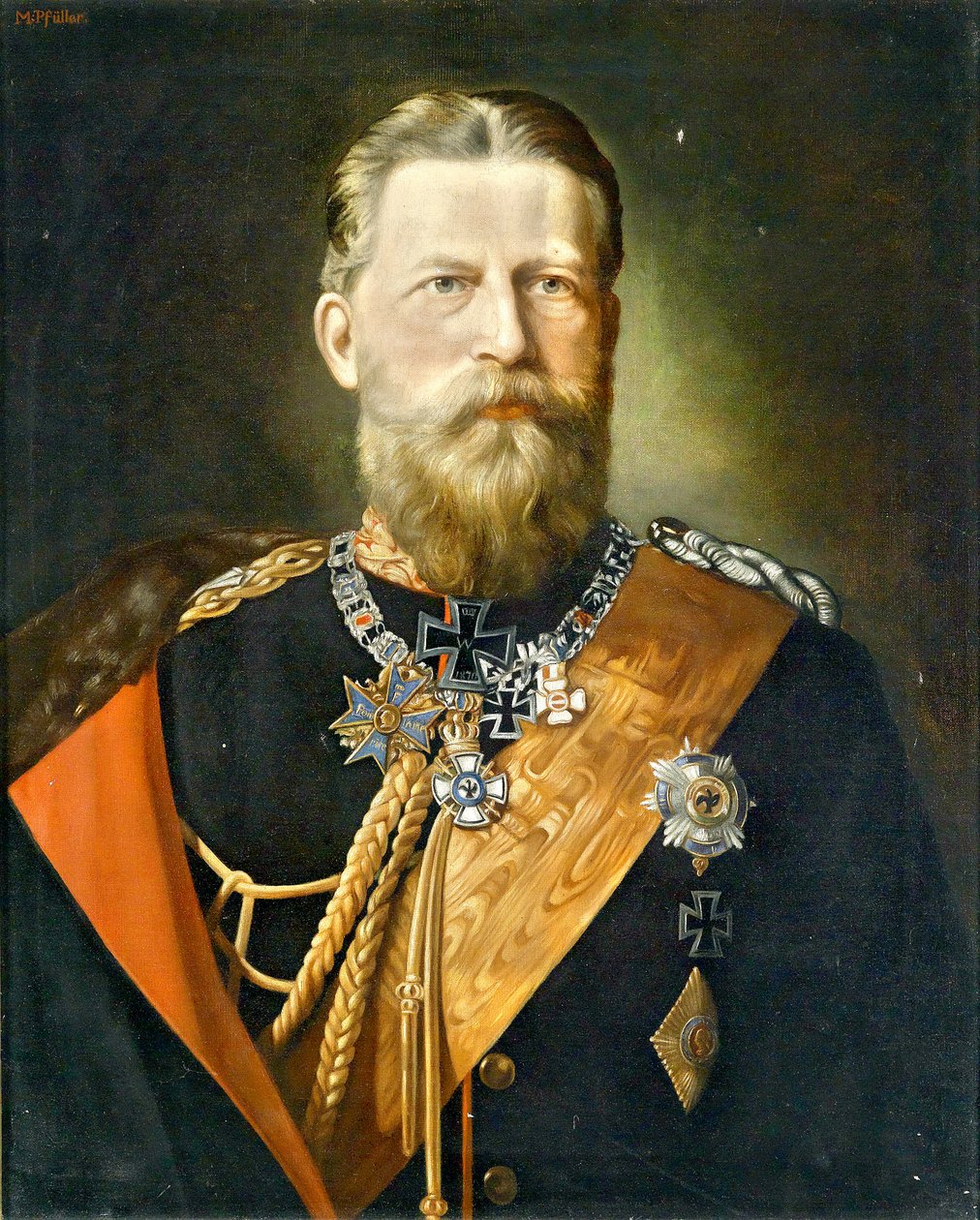 Kaiser Friedrich III., König von Preußen; Porträt in Feldmarschallsuniform mit Ordensschmuck tekijältä Minna Pfüller
