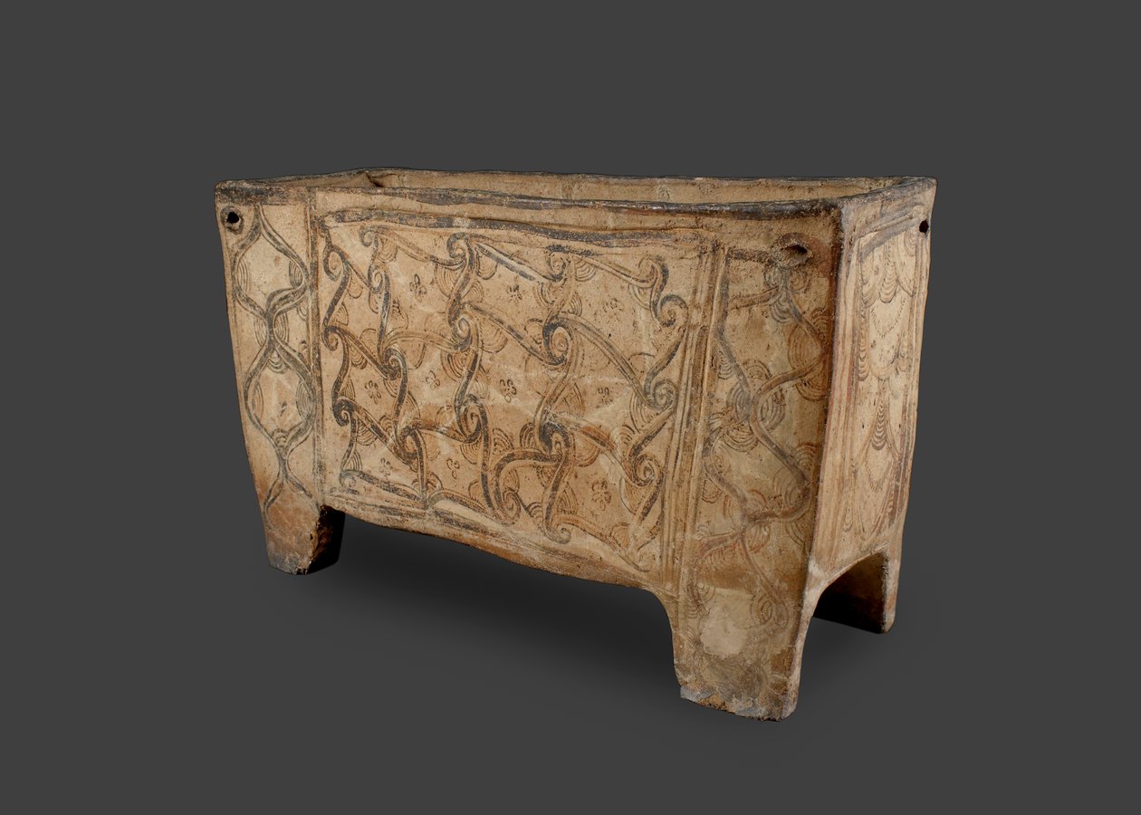 Maalattu arkku, Knossos, Kreeta, n. 1500 eKr. (maalatut keramiikka) (katso edestä 115742 ja 419817) tekijältä Minoan