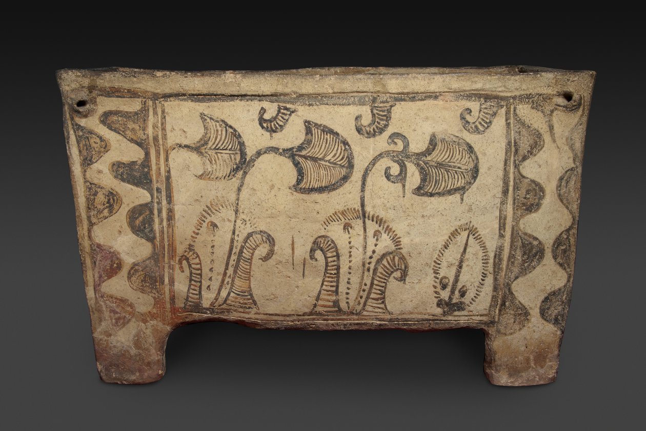 Maalattu arkku, Knossos, Kreeta, n. 1500 eKr. (maalattu saviastia) (kääntöpuoli katso 419818). tekijältä Minoan