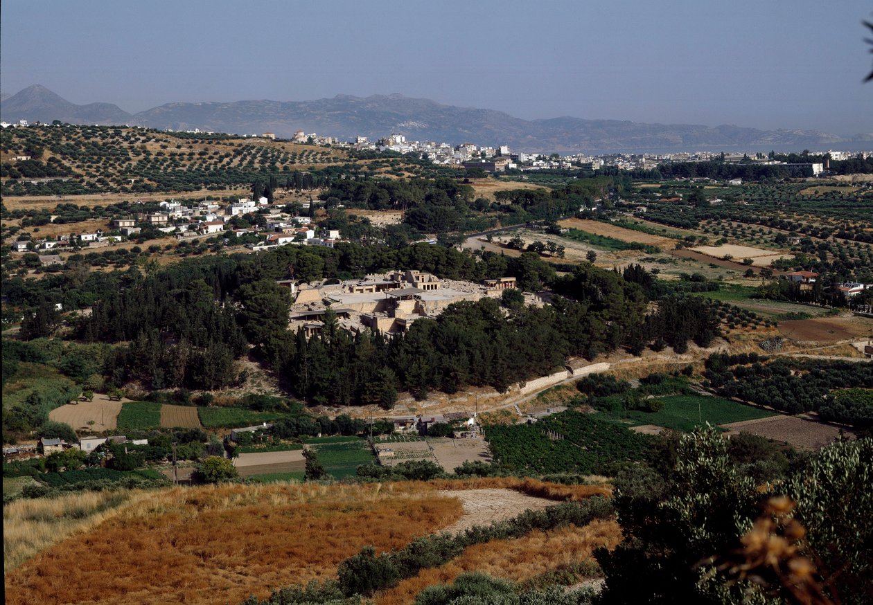 Minolainen taide: näkymä kuningas Minoksen koko palatsista Cnossoksessa (Knossos). 1600-1400 eaa. Kreeta tekijältä Minoan