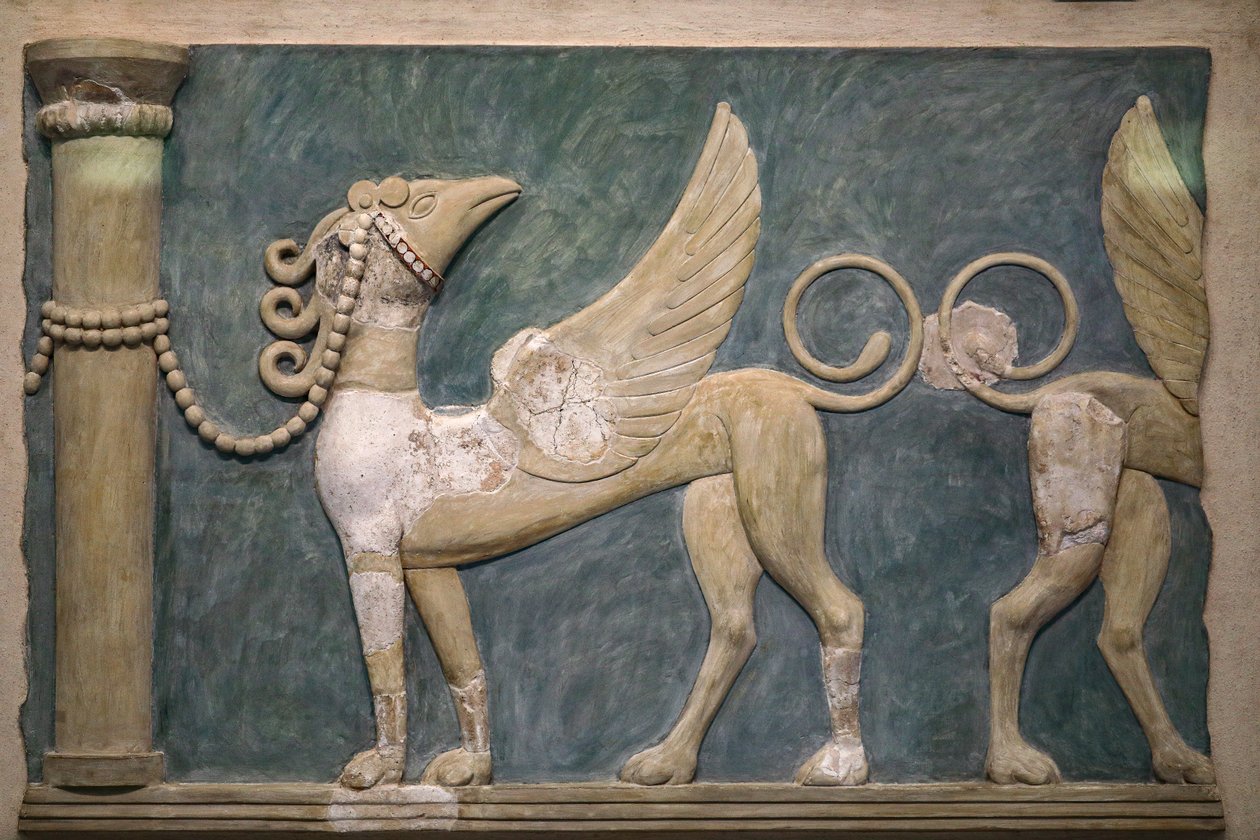 Fresko kohokuvioisista griffineistä. Knossoksen palatsi. 1600-1450 eaa tekijältä Minoan