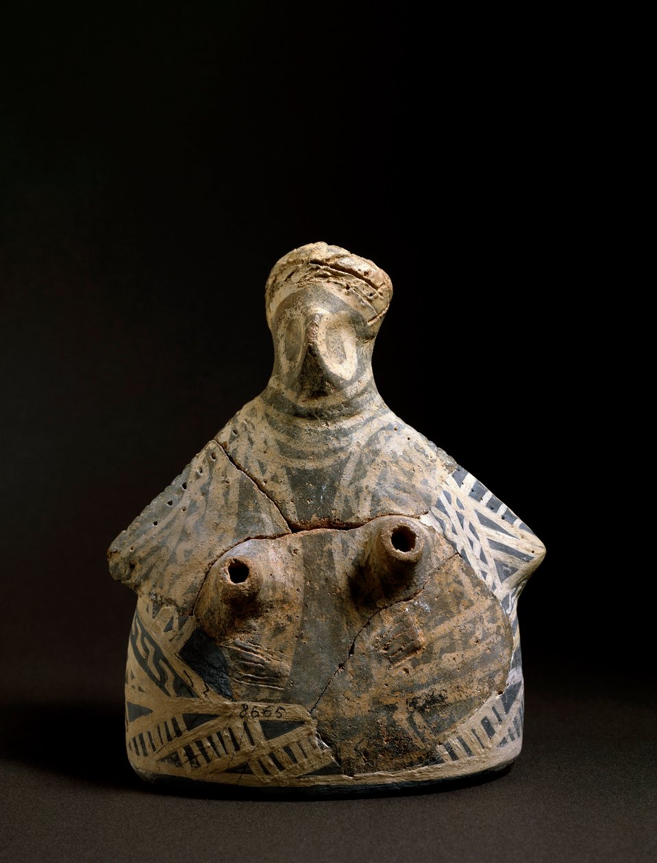 Minolainen taide: naisen muotoinen terrakottamaljakko Mallian hautausmaalta Kreetalta. 2200-2000 eaa. Himmeä. 16,4 cm Heraklion, arkeologinen museo tekijältä Minoan