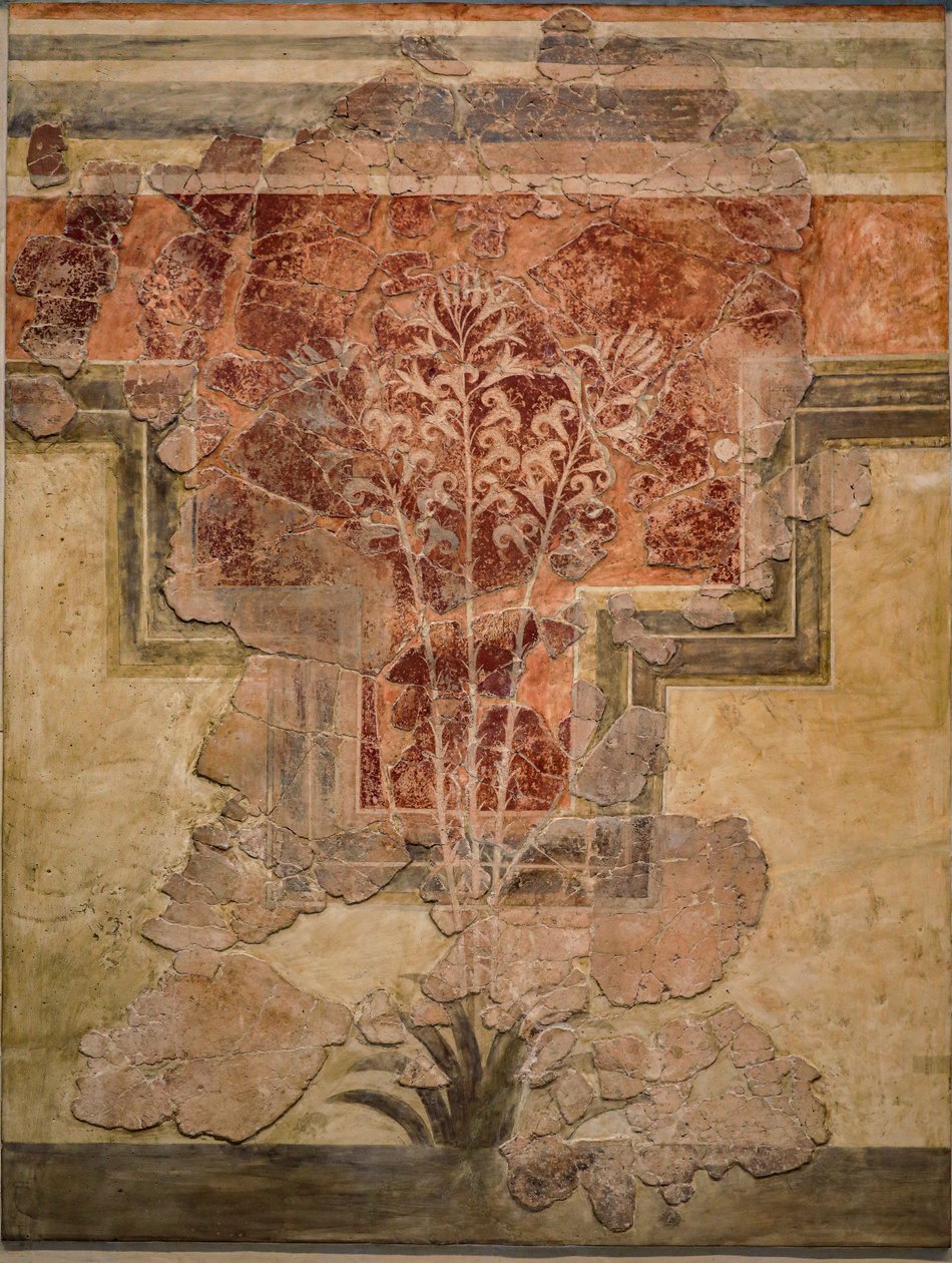 Minolainen koostumus. Paneeli "Liliy Frescoes" tekijältä Minoan