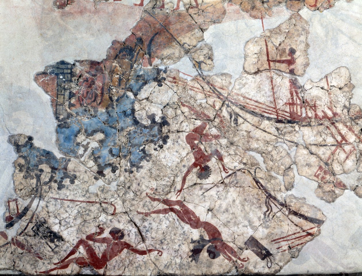 Minolainen seinämaalaus muinaisesta Therasta (fresko) tekijältä Minoan