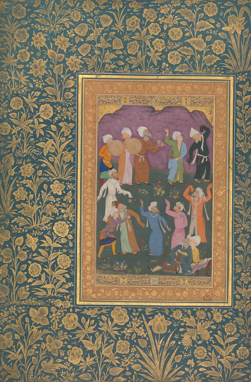 Dancing Dervishes, Folio Shah Jahan -albumilta, rekto: n. 1610, toisinto: n. 1530-50. tekijältä Mir 