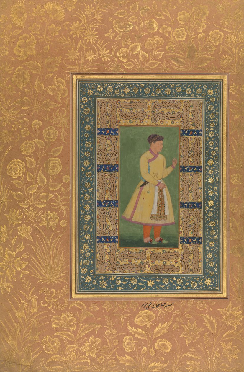 Muotokuva Zamana Baigista, Mehbat Khanista, Folion Shah Jahan -albumista, rekto: Ka. 1610. Tekijät: Mir 
