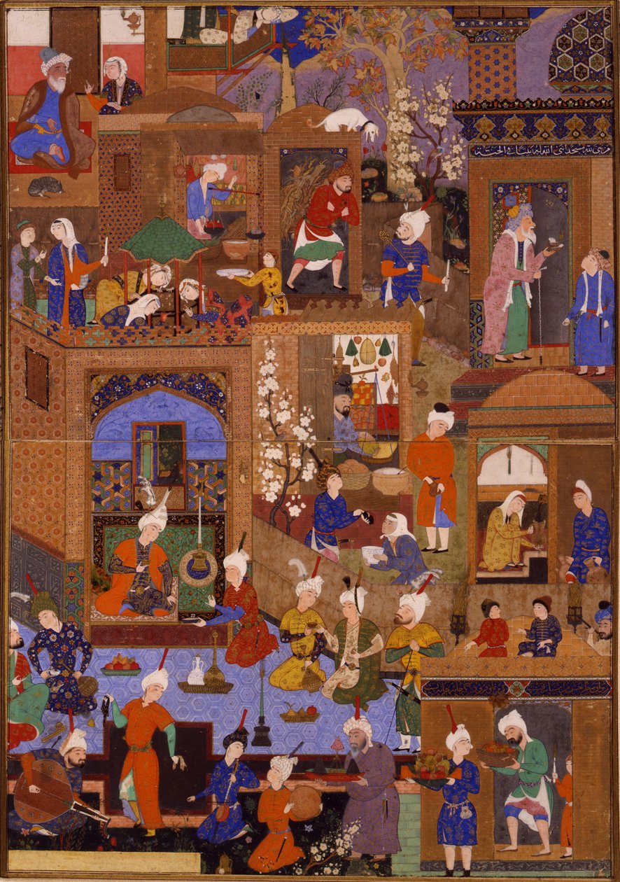 Nighttime in a City, luultavasti folio kuvitetusta käsikirjoituksesta, n. 1540 tekijältä Mir SayyidAli