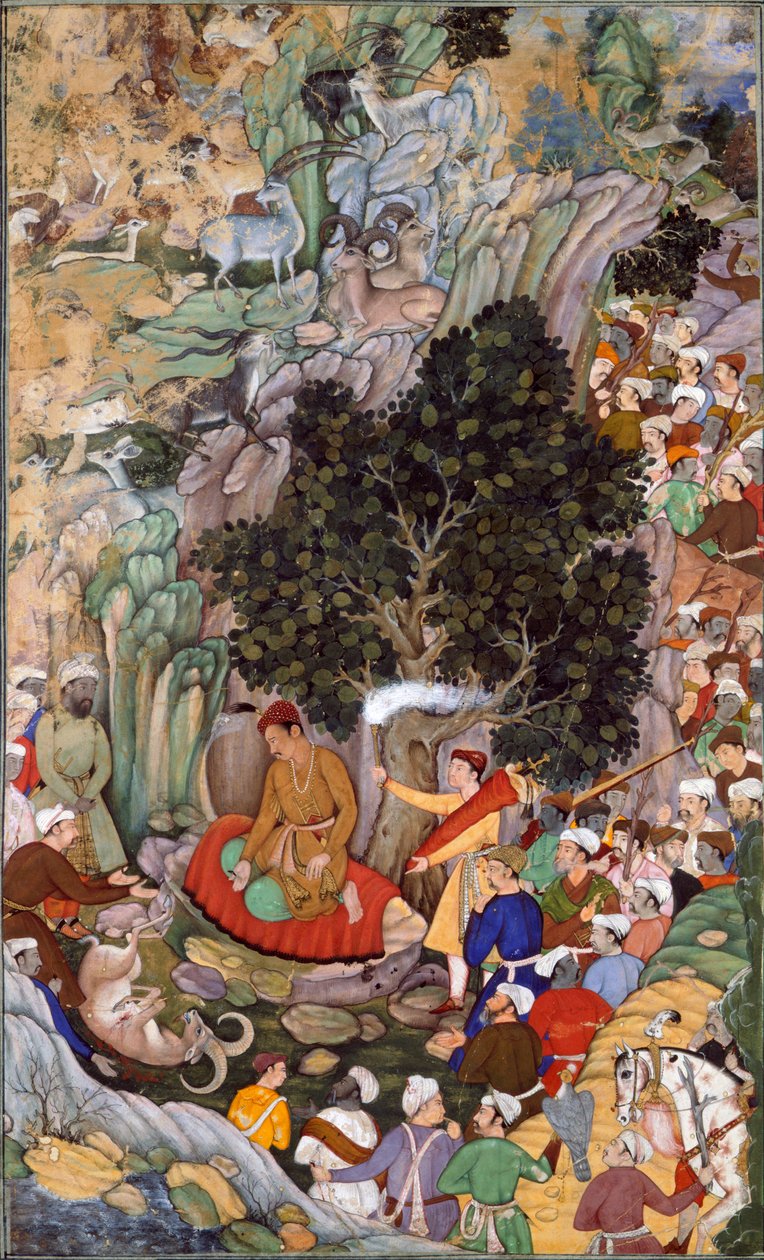 Akbar määrää teurastuksen lopettamisen vuonna 1578, noin 1595 (guassi paperille). tekijältä Miskin Miskin