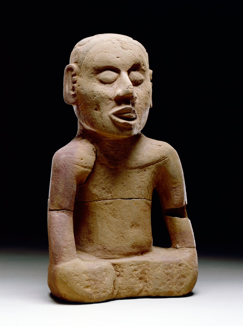 Istuva mieshahmo, 1200-1450 (hiekkakivi) tekijältä Mississippian culture