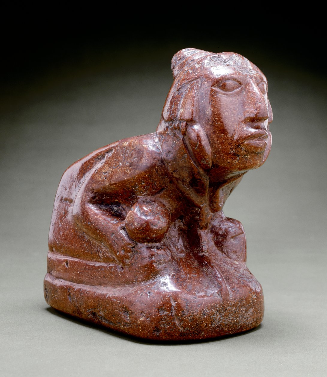 Ihmisen effigy pipe, Cahokia, 1000-1300 (bauksiitti) tekijältä Mississippian culture