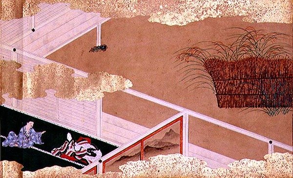 Tales of Bunsho (muste, väri ja kulta paperille) tekijältä Mitsuyoshi Tosa