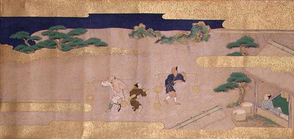 Tales of Bunsho (muste, väri ja kulta paperille) tekijältä Mitsuyoshi Tosa