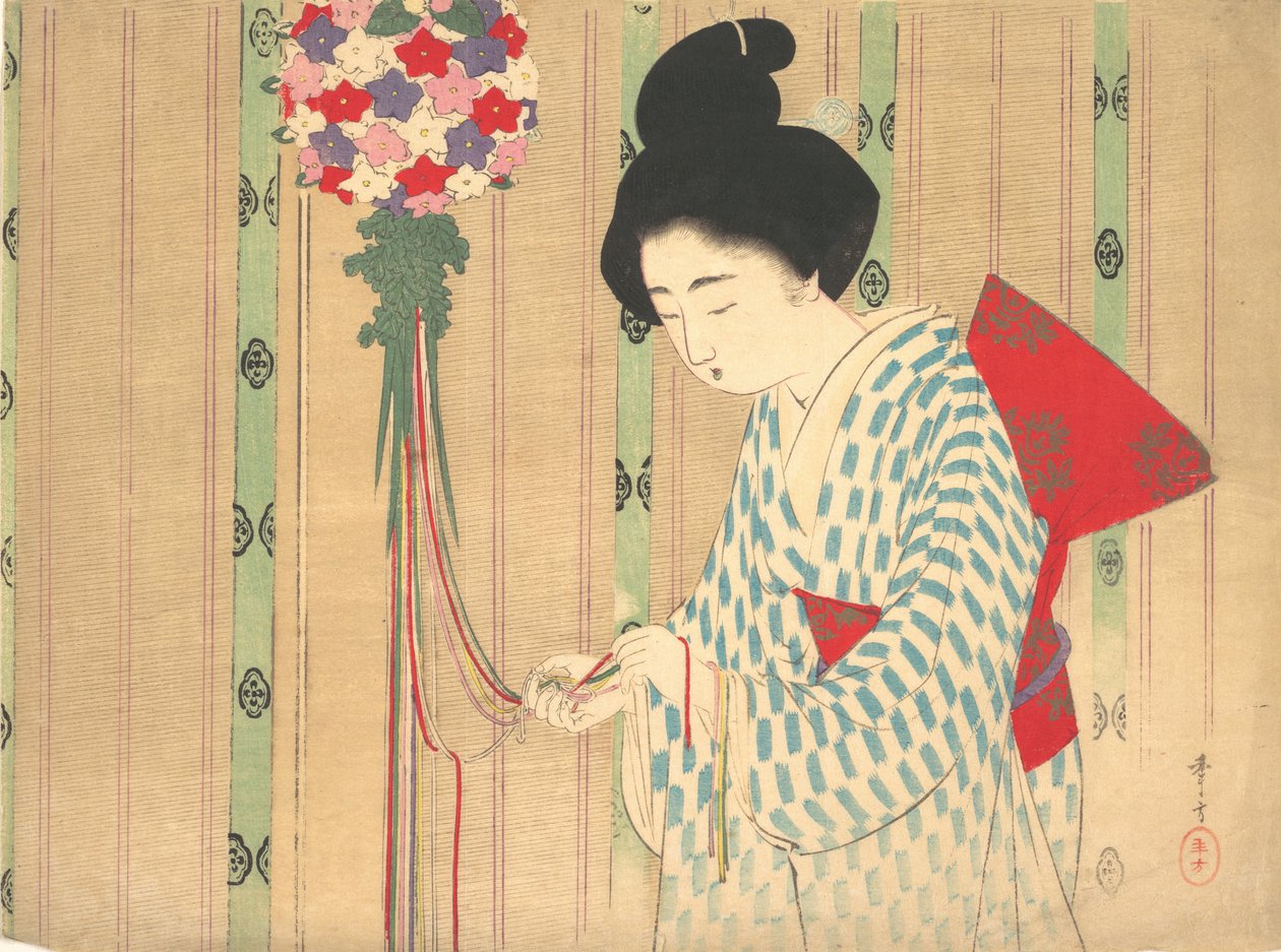 Ornament Ball kuchie -romaanin etukappaleesta, n. 1906. tekijältä Mizuno Toshikata