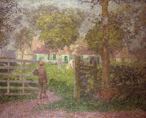 Homestead, n. 1910 (öljy kankaalle) tekijältä Modest Huys