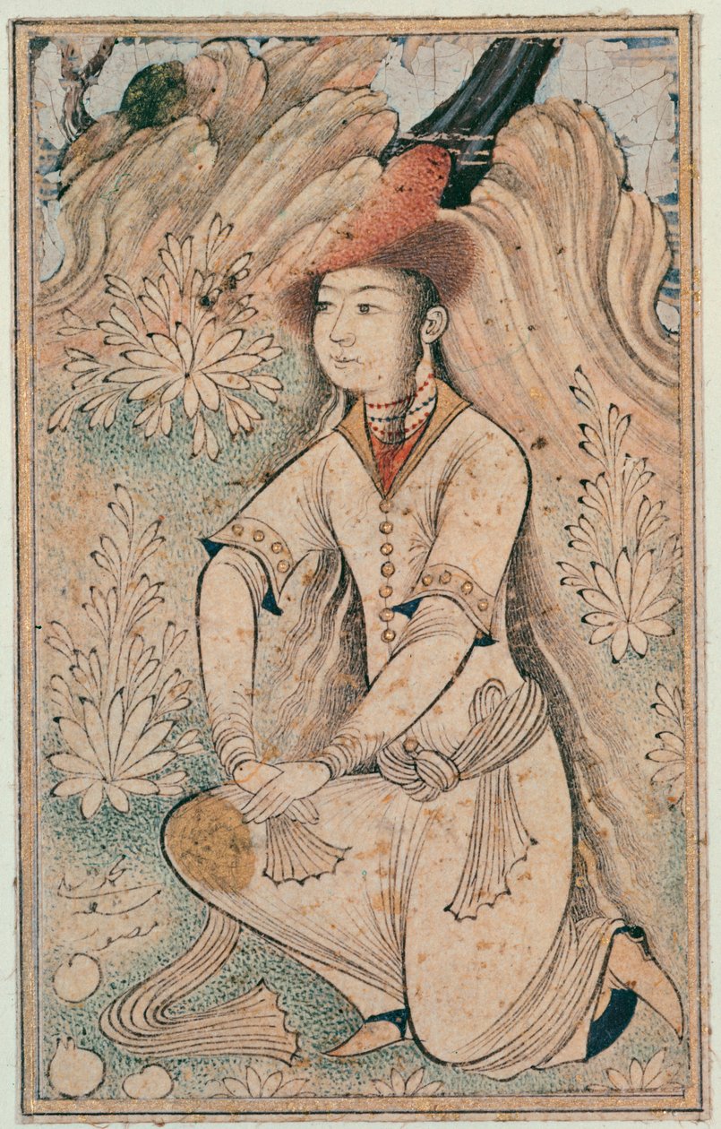 Tyttö turkisella konepellillä, Qazvin School, Safavid-dynastia tekijältä Mohammedi