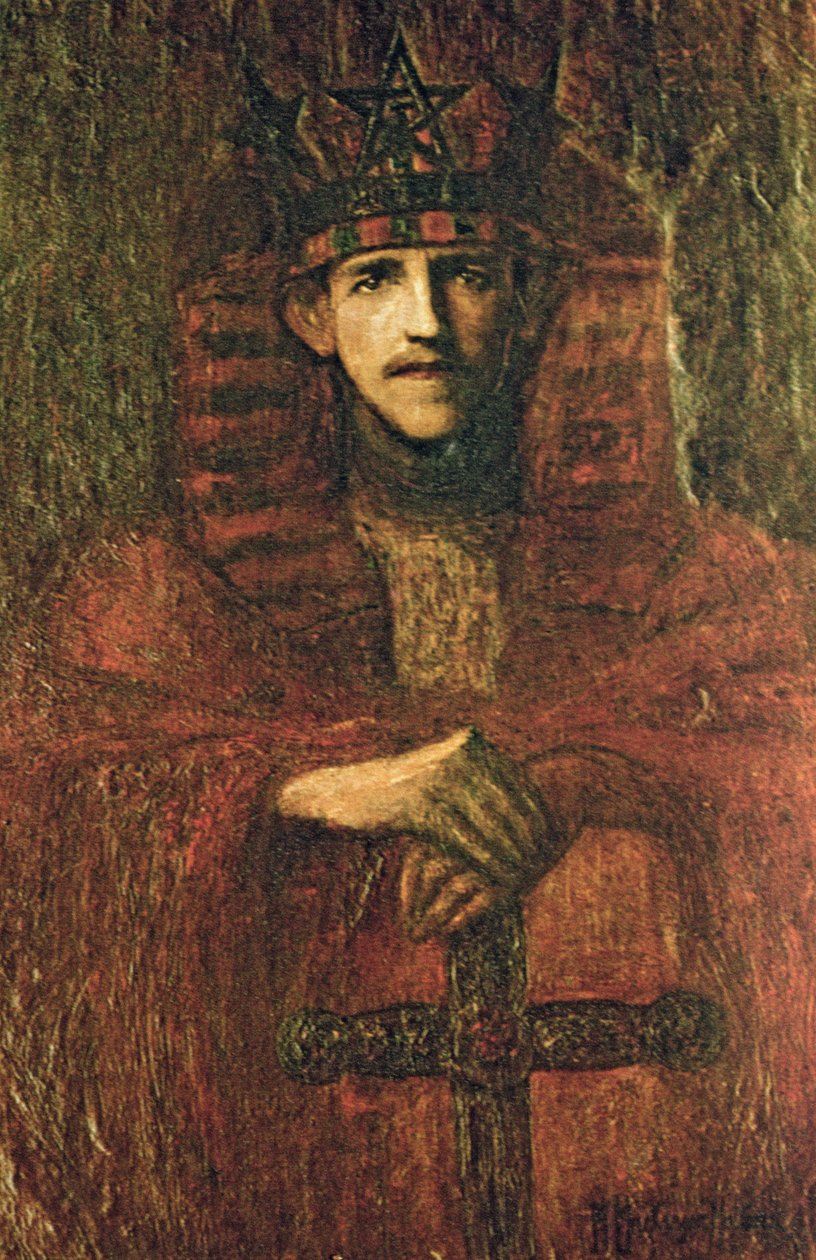 Samuel Liddell MacGregor Mathers (1854-1918) rituaaliseen magiaan liittyvissä seremonioissa, n. 1895 (öljy paperille) tekijältä Moina Mathers