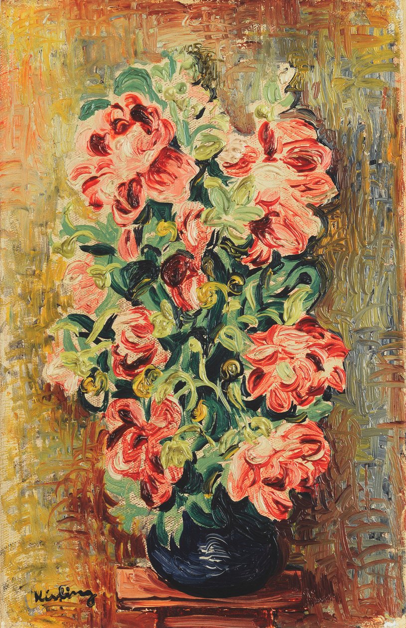 Pionikimppu; Le Bouquet de Pivoines, noin 1930 (öljy kankaalle) tekijältä Moise Kisling