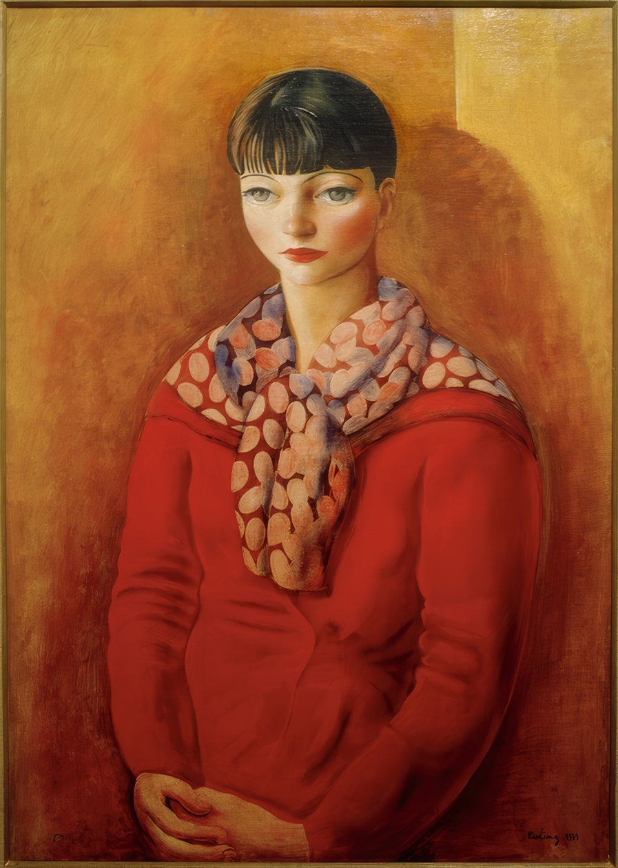 Kiki de Montparnasse punaisessa mekossa tekijältä Moise Kisling
