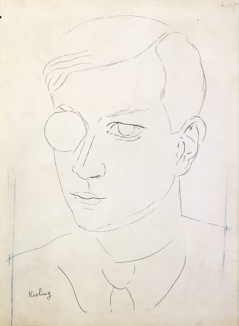 Tristan Tzaran muotokuva; Portrait de Tristan Tzara (Tristan Tzaran muotokuva) tekijältä Moise Kisling