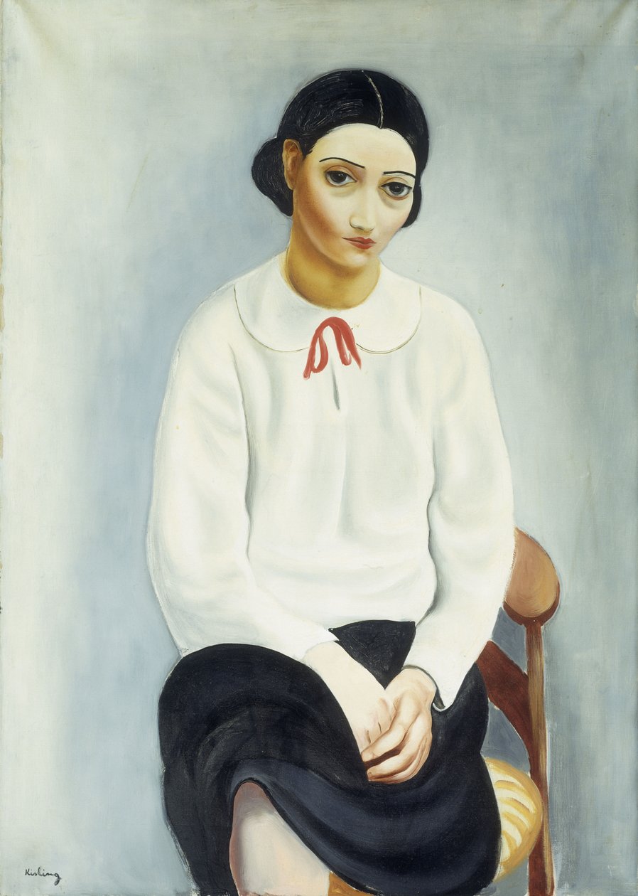 Nainen valkoisessa puserossa; Femme au Chemisier Blanc tekijältä Moise Kisling