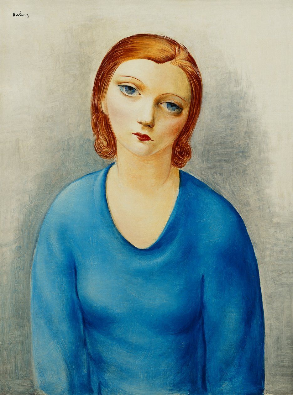Nuori nainen sinisessä puserossa; Jeune Femme au Corsage Bleu, noin 1925 (öljy kankaalle) tekijältä Moise Kisling