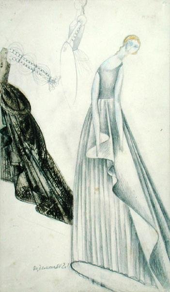 Desdemona Giuseppe Verdin (1831-1901) Otello-oopperasta (värikynä paperilla) tekijältä Moisei Zeligovich Levin