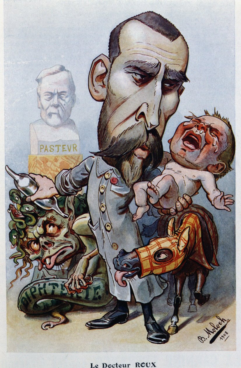 Tri Emile Roux (1853-1933) ja kurkkumätä, Chanteclairista, 1908 tekijältä Moloch