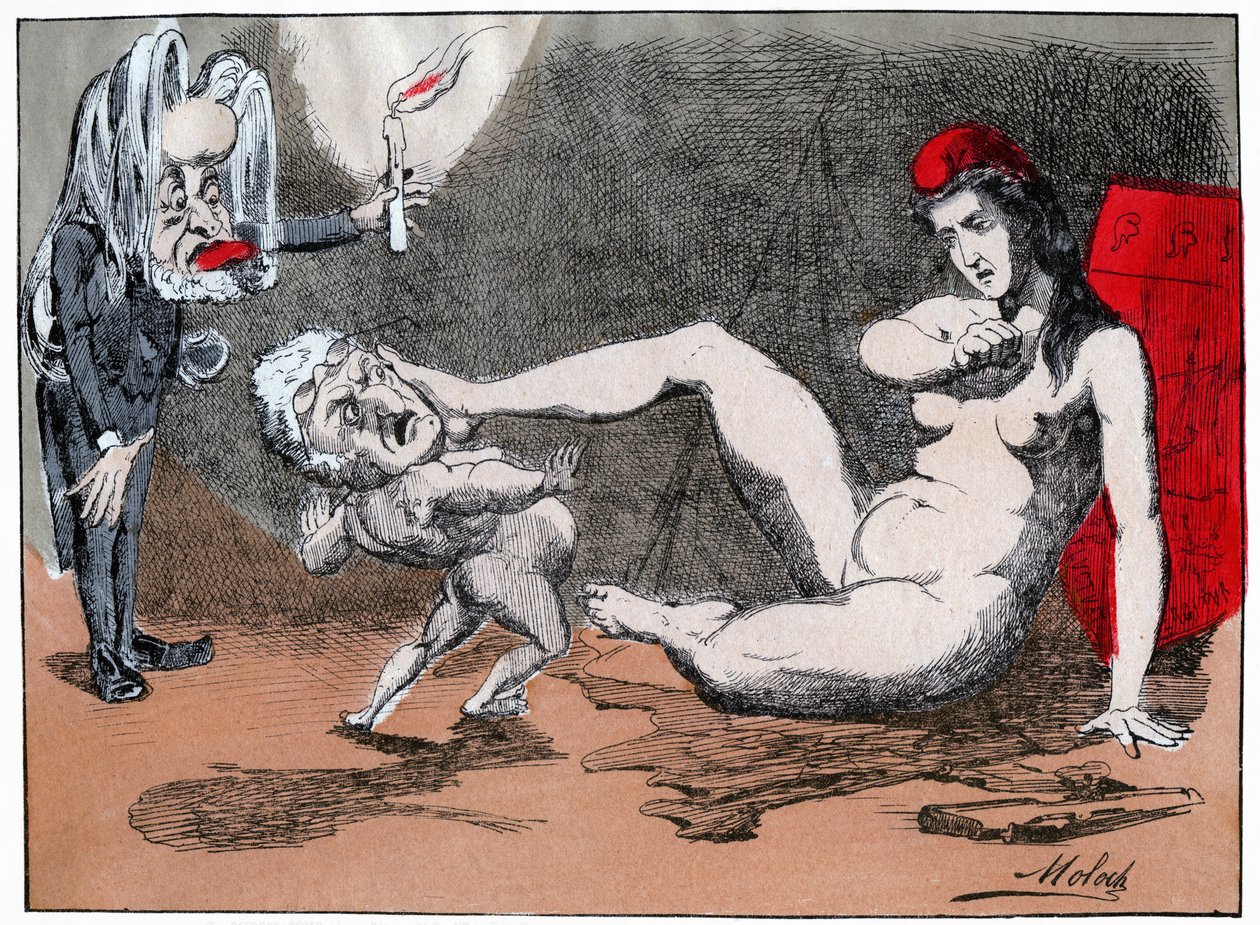 Adolphe Thiers raiskaa Mariannen, n. 1875 (painettu) tekijältä Moloch (1849 1909)