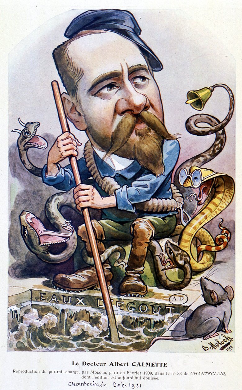 Dr. Calmette - Molochin sarjakuva, elokuvassa "" Chanteclair", helmikuu 1909 tekijältä Moloch
