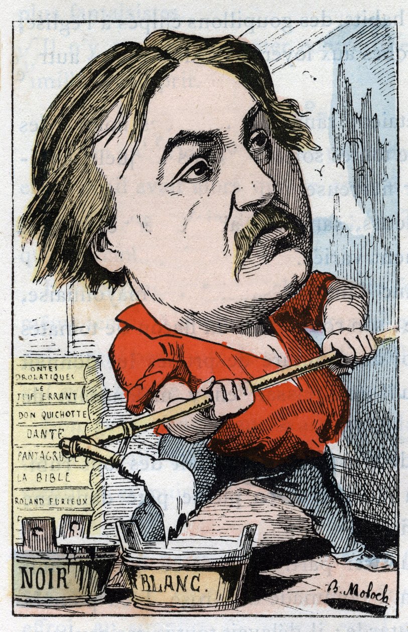 Muotokuva Gustave Doresta, sarjakuvapiirtäjä ja kaivertaja 1832-1883 Touchatoutin "" Le Trombinoscope -kirjassa", B. Molochin karikatyyri vuodelta 1882 (1849-1909). Yksityinen kokoelma. tekijältä Moloch