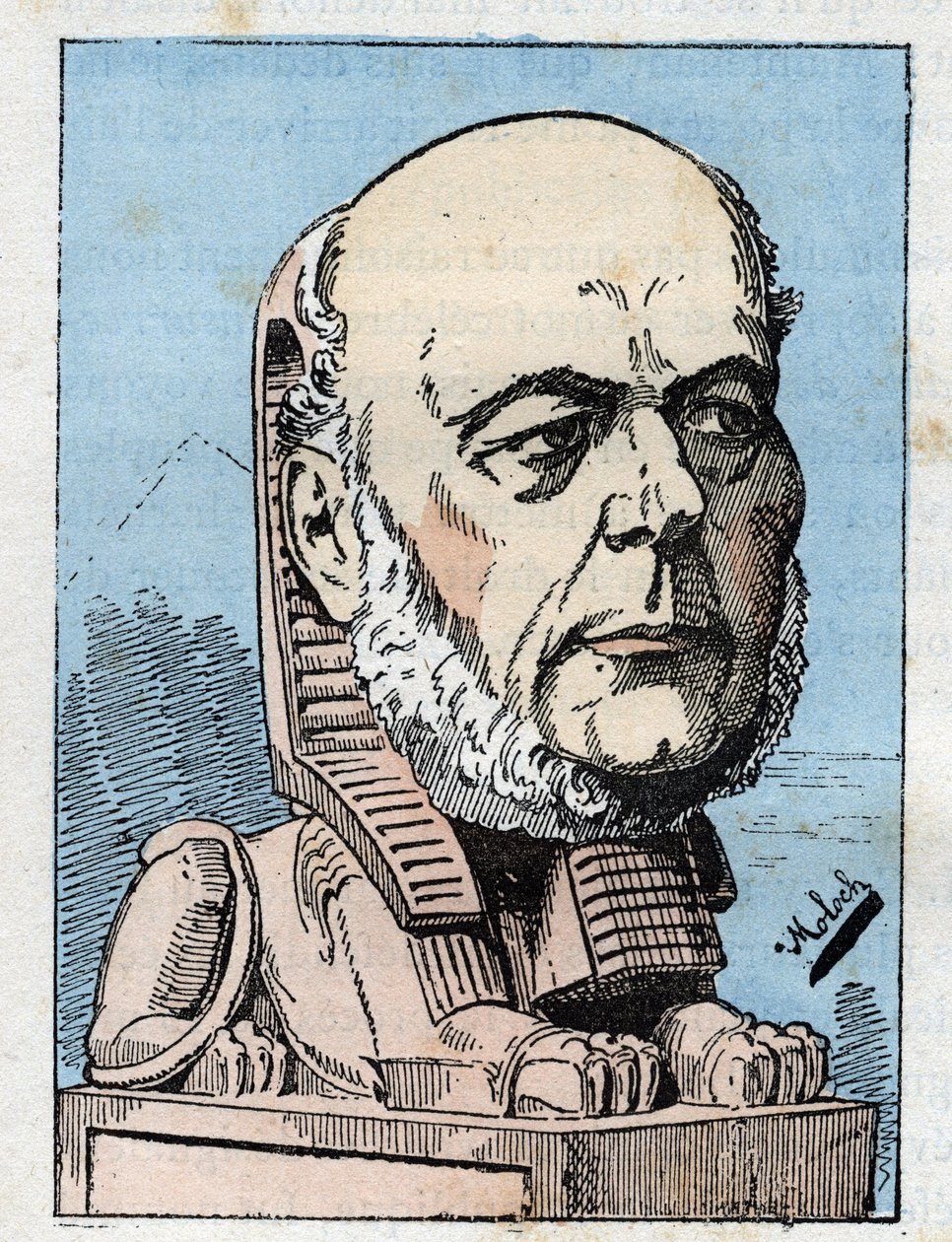 Ranskan tasavallan presidentin Jules Grevyn (1807-1891) muotokuva Touchatoutin "" Le Trombinoscope" -kirjassa, B. Molochin karikatyyri vuodelta 1882 (1849-1909). Yksityinen kokoelma. tekijältä Moloch