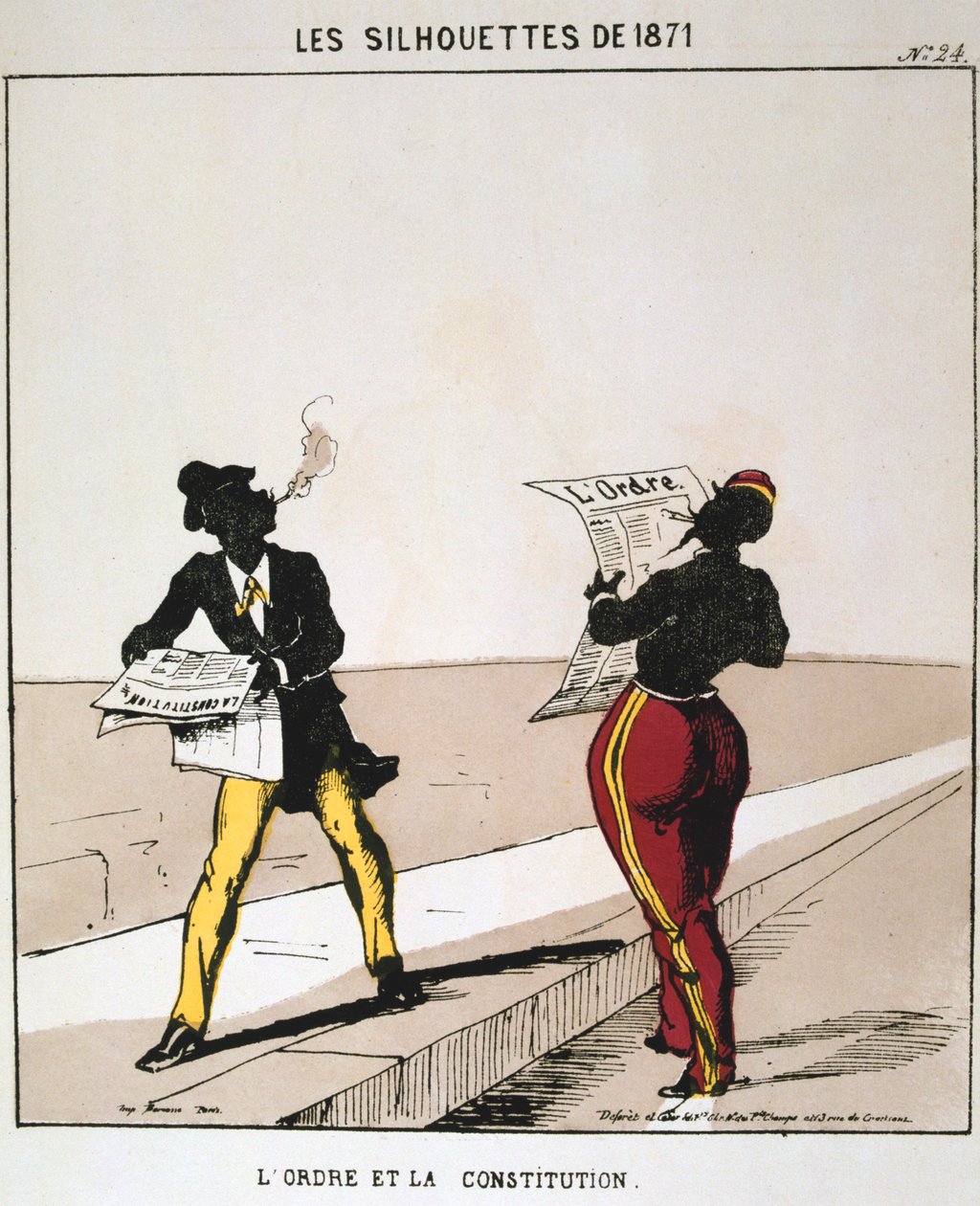 Järjestys ja perustuslaki, 1871. sarjasta Les Silhouettes de 1871. Paris Commune, 1871. tekijältä Moloch