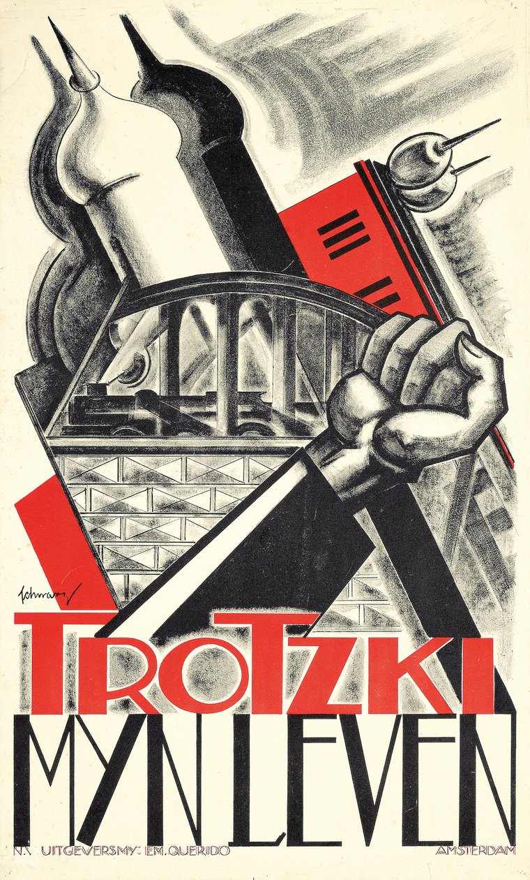 Leon Trotskin omaelämäkerran "My Life" (1930) mainosjuliste tekijältä Mommie Schwarz