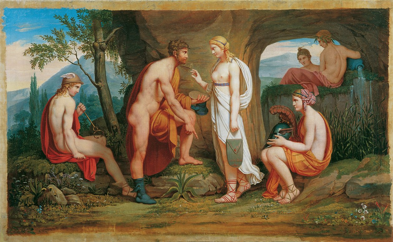 Saksan kieli: Perseus und die Nymphen Perseus ja nymfit Perseus ja nymfit tekijältä Monogrammist A. P.