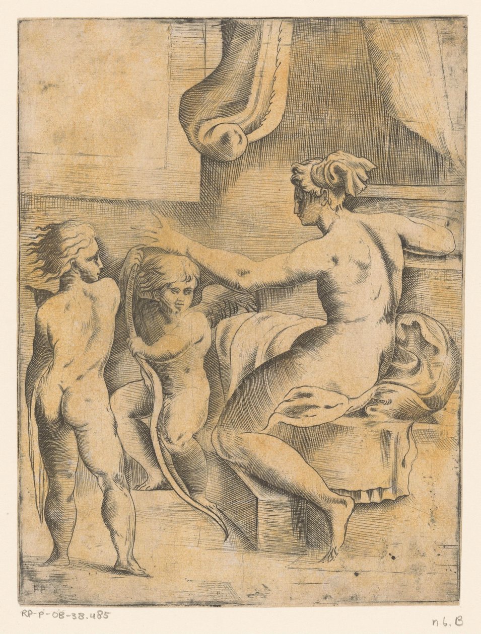 Venus kahdella putilla tekijältä Monogrammist FP (Italië; 16e eeuw)